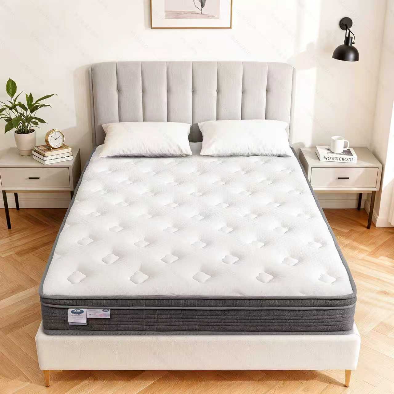 VOZZTTI King size Maahshmallow Mattress Hybrid Spring Mattress with Memory Foam – King Size mattress | Individually Pocketed Springs, Cooling Knitted Fabric & High-Resilience Support Foam