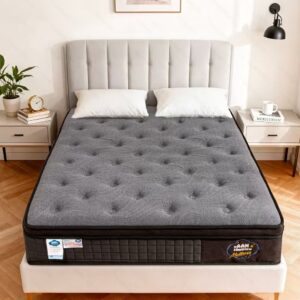 VOZZTTI Double size Maahshmallow Mattress Hybrid Spring Mattress with Memory Foam Double Size mattress | Individually Pocketed Springs, Cooling Knitted Fabric & High-Resilience Support Foam