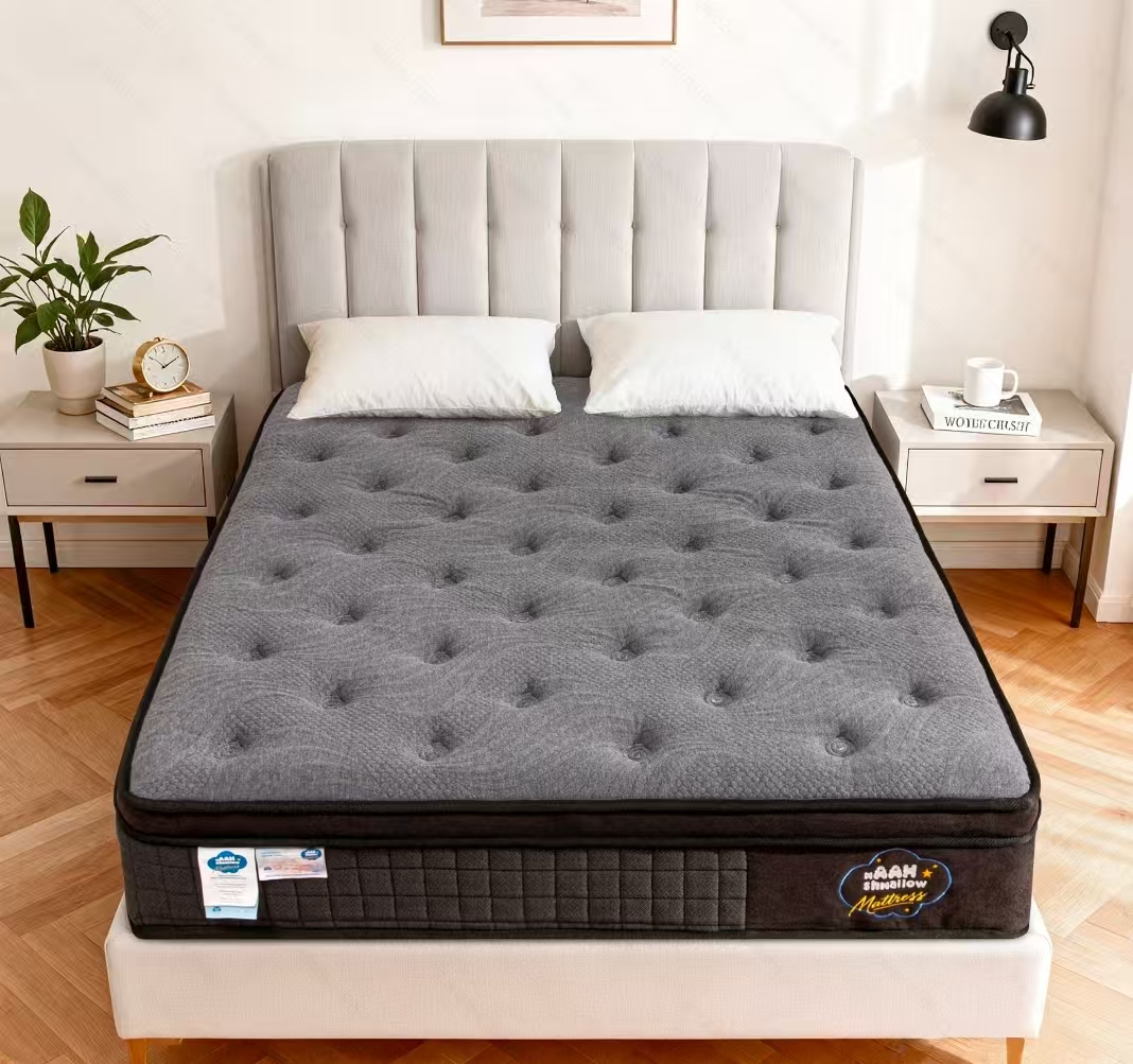 VOZZTTI Double size Maahshmallow Mattress Hybrid Spring Mattress with Memory Foam Double Size mattress | Individually Pocketed Springs, Cooling Knitted Fabric & High-Resilience Support Foam